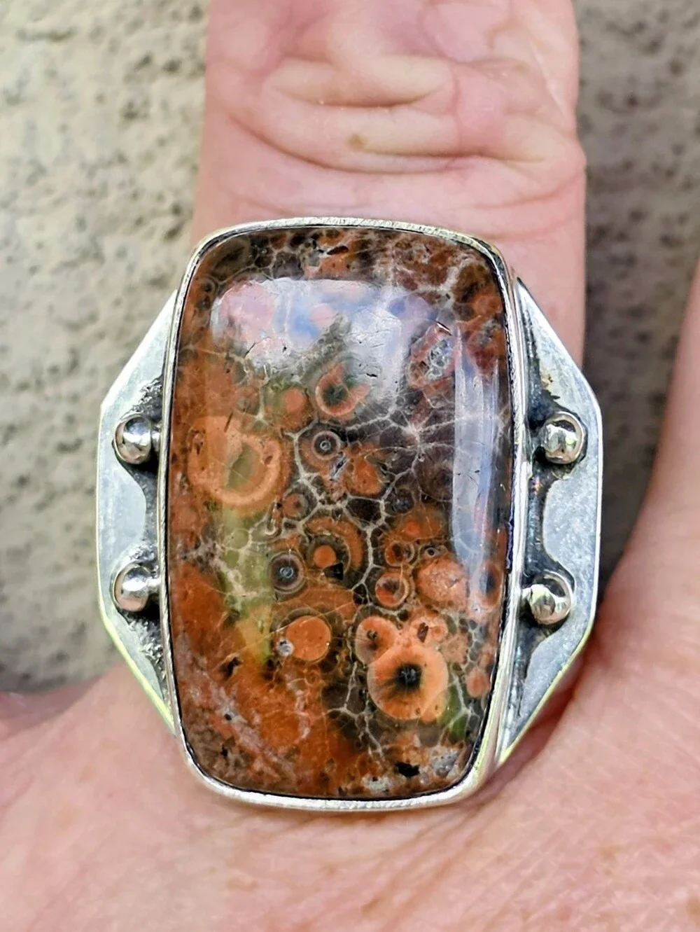 Cherry Creek Jasper Gemstone Ring In 925 Sterling Silver (7)
